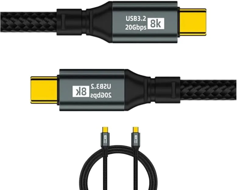 Cabo USB-C Thunderbolt trançado preto