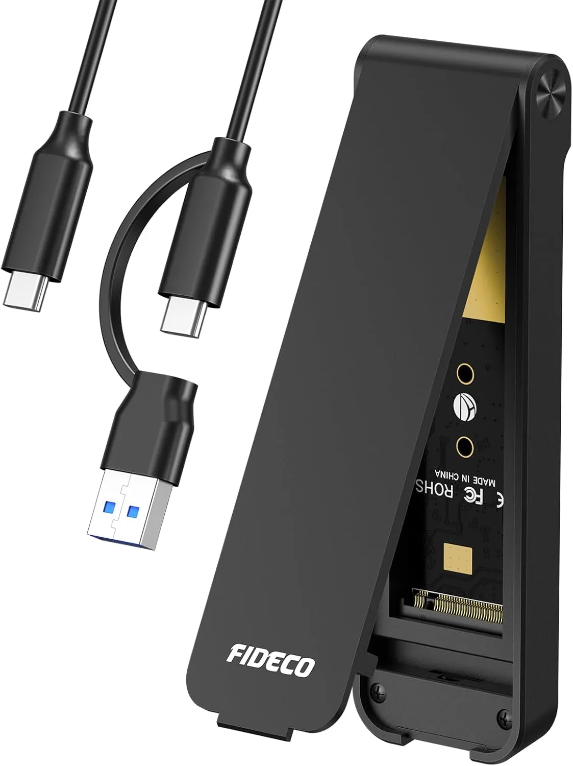 Case FIDECO para SSD NVMe M.2 USB-C preto