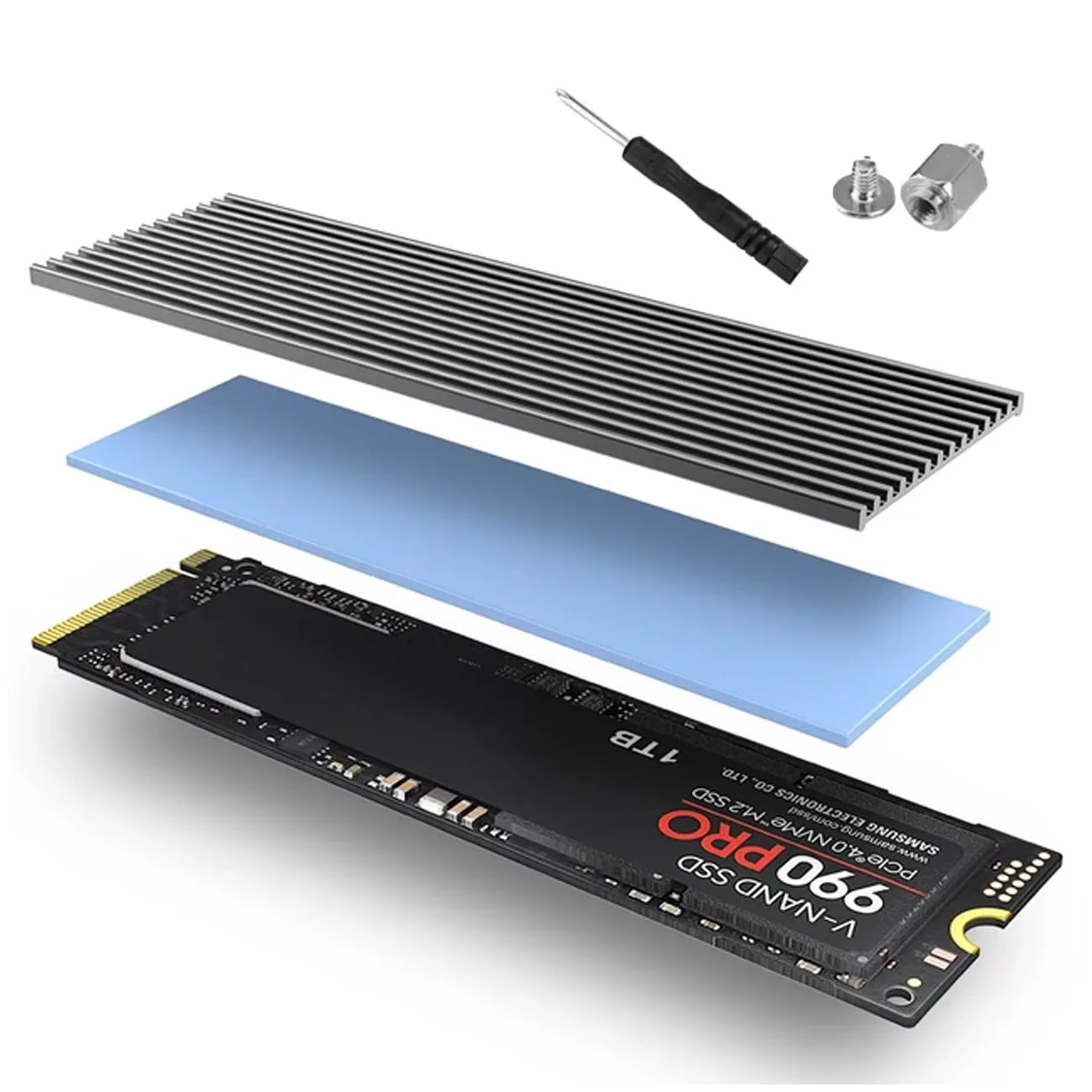 Dissipador de calor de alumínio preto para SSD NVMe M.2 2280