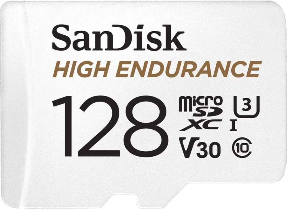 Cartão SanDisk High Endurance microSDXC branco e preto
