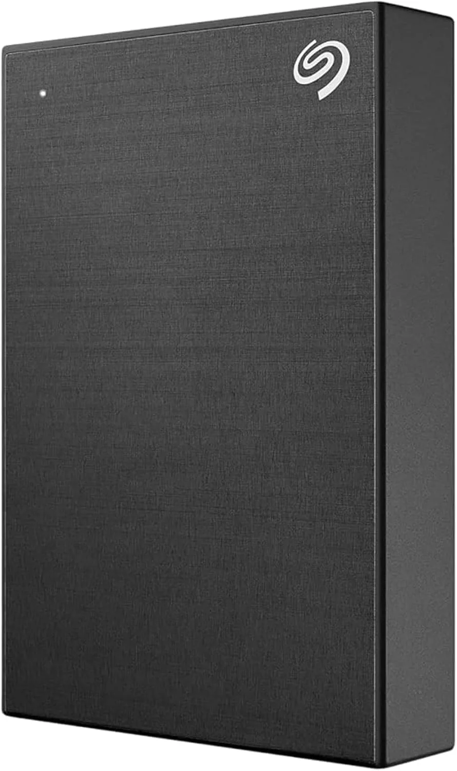 HD externo Seagate One Touch 5TB preto com acabamento em metal escovado